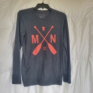 Sota MN Blue/gray Long Sleeve Shirt with Red Graphic